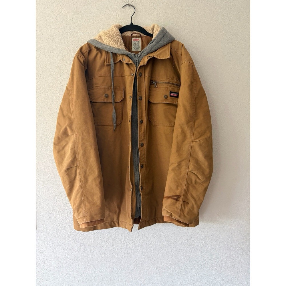Dickies Jacket Mens XL Brown Duck Canvas Hooded Coat Workwear DIC55053GD